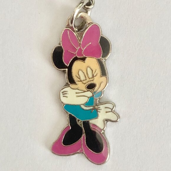 Vintage Disney Bashful Minnie Mouse Clip On Charm Zipper Pull Bag Purse Pink Bow - Picture 3 of 7